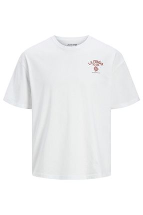 تیشرت سفید مردانه اورسایز Jack & Jones - کد 844155726
