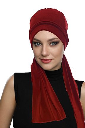 کلاه شنای حجاب زرشکی زنانه fidan bone - کد 68119034