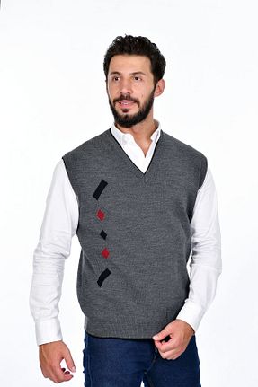 سوئیتر طوسی مردانه اکریلیک Kamalı - کد 215158858