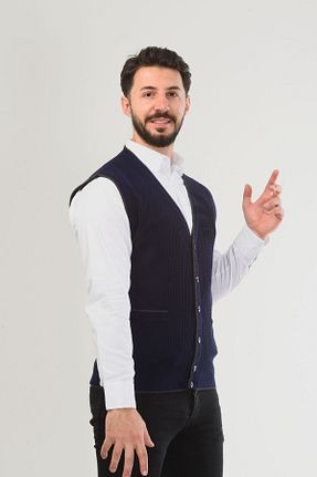 جلیقه سرمه ای مردانه اورسایز Kamalı - کد 831404563