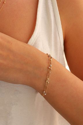 دستبند طلا زرد زنانه 14 عیار MOOM MÜCEVHERAT - کد 800049969