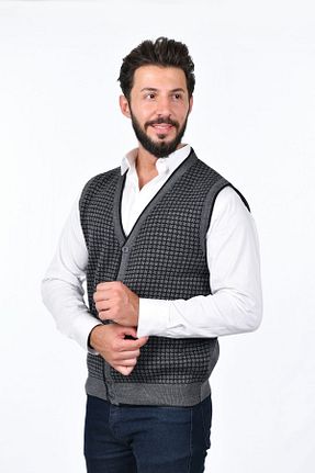 جلیقه طوسی مردانه رگولار Kamalı - کد 752037376