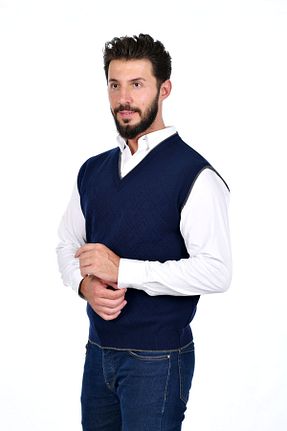 سوئیتر سرمه ای مردانه اکریلیک Kamalı - کد 215826638
