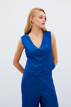 جلیقه آبی زنانه رگولار Sateen - کد 858148962