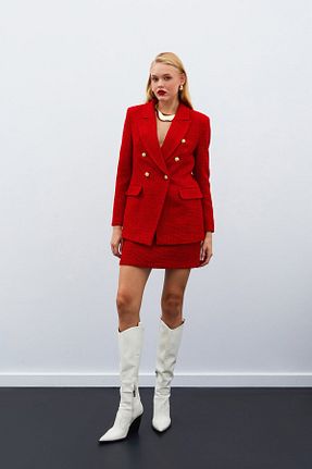 کت قرمز زنانه رگولار Sateen - کد 858148444