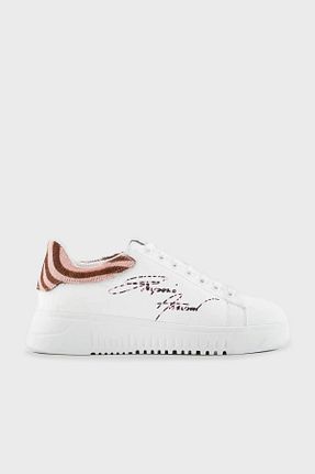 کفش اسنیکر سفید زنانه چرم اصل Emporio Armani - کد 774318407