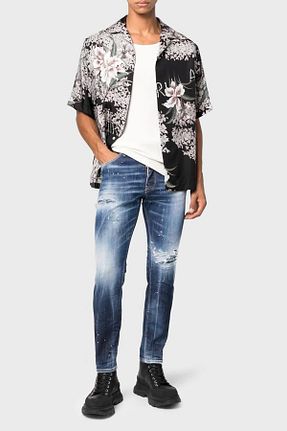 شلوار جین سرمه ای مردانه پاچه تنگ DSquared2 - کد 679600714