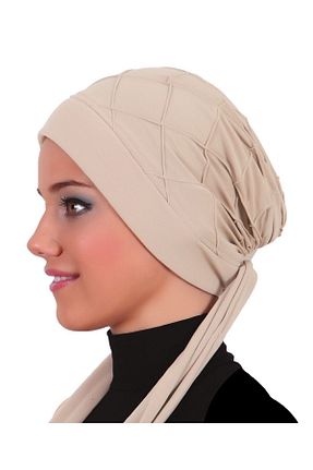 کلاه شنای حجاب بژ زنانه fidan bone - کد 68356644
