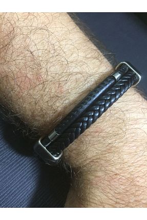 دستبند جواهر مشکی مردانه چرم enyatakı - کد 858155393