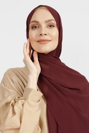 شال زرشکی زنانه کرپ Differenza - کد 73895228