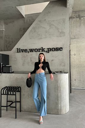شلوار جین آبی زنانه پاچه پهن XRAY JEANS - کد 858175154