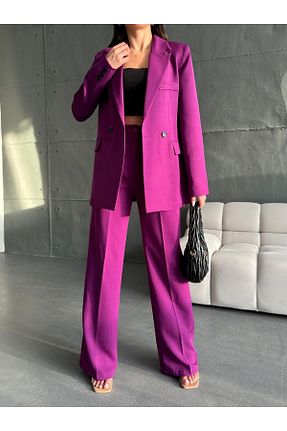 ست بالاتنه و پائین تنه بنفش زنانه بافتنی MYGİYİMİSTANBUL - کد 857895022