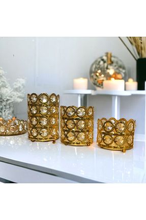شمعدان و شمع گیر طلائی فلزی CocoVia - کد 857951495