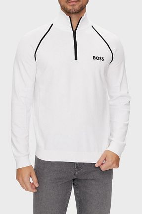 پلیور سفید مردانه طرح دار BOSS - کد 845174074