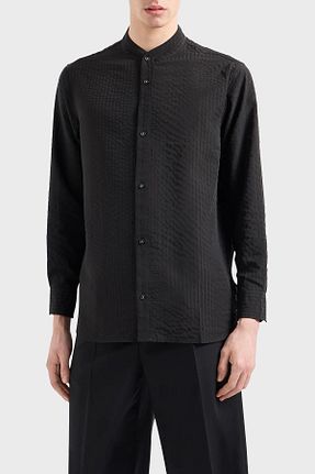 پیراهن مشکی مردانه یقه قاضی Emporio Armani - کد 831057270
