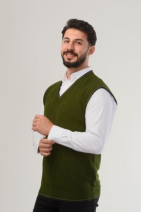 سوئیتر خاکی مردانه اکریلیک Kamalı - کد 831386003