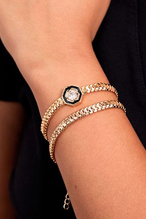 دستبند جواهر رنگی زنانه برنجی Elika Silver - کد 858150339