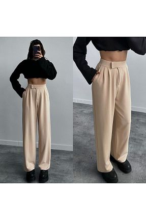 شلوار بژ زنانه پارچه Butik - کد 858149319