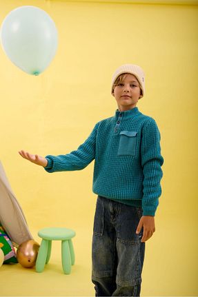 پلیور آبی بچه گانه ساده Nisrakids - کد 858184820