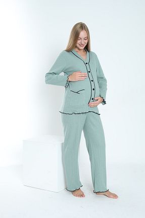 ست لباس راحتی بارداری سبز زنانه پنبه ای Miss Dünya Lissa - کد 858176021