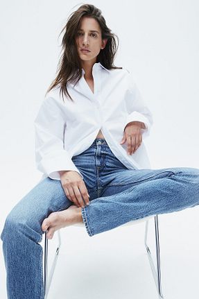 شلوار جین آبی زنانه پاچه لوله تفنگی H&M - کد 857902305