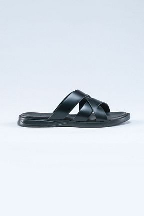 دمپائی مشکی مردانه چرم خالص CARFIER - کد 832103869
