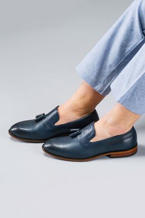 کفش کلاسیک سرمه ای مردانه چرم خالص CARFIER - کد 829727433