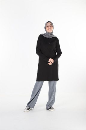 تونیک حجاب مشکی زنانه %100 پنبه Plistre - کد 377555481