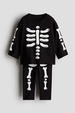 ست بالاتنه و پائین تنه مشکی بچه گانه بافت H&M - کد 858144476