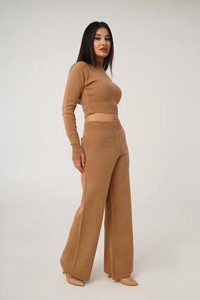 ست بالاتنه و پائین تنه قهوه ای زنانه تریکو Hipo Trend - کد 858154459
