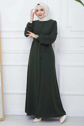 مانتو بلند حجاب خاکی زنانه hafsamina - کد 806345656