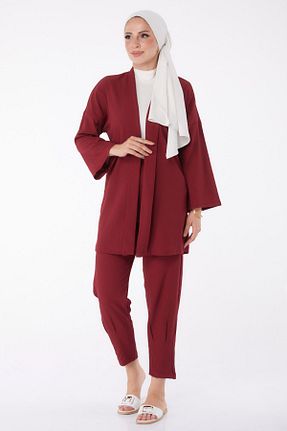 ست گرمکن زرشکی زنانه پلی استر TOFİSA - کد 844837318