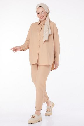 ست گرمکن قهوه ای زنانه پنبه ای TOFİSA - کد 835618693