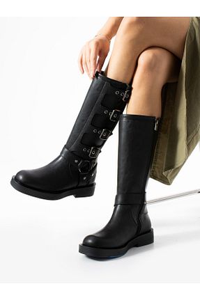 بوت / نیم بوت مشکی زنانه چرم مصنوعی Alemdar Shoes - کد 857887488