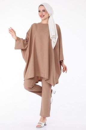ست گرمکن قهوه ای زنانه مخلوط پلی استر TOFİSA - کد 834261389