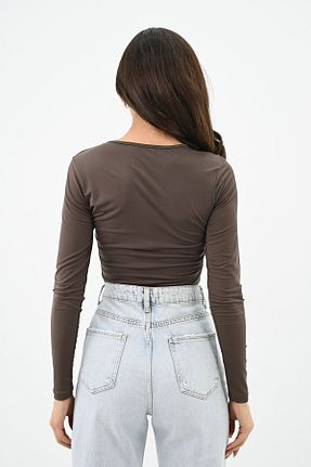 بلوز قهوه ای زنانه ساده Koza Butik - کد 792015537