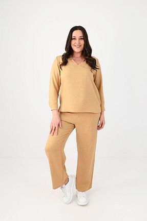 ست گرمکن بژ زنانه سایز بزرگ Koza Butik - کد 807398675