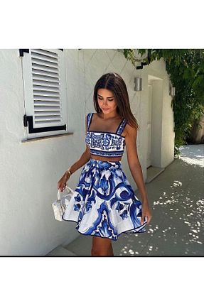 ست بالاتنه و پائین تنه آبی زنانه بافتنی Butik Şenel - کد 827314894
