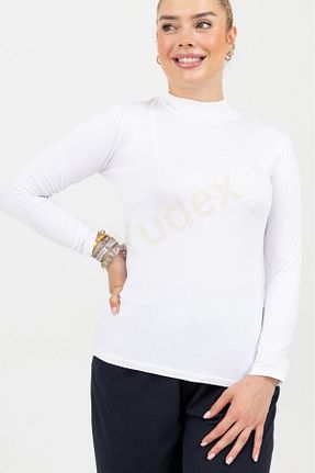 بادی سفید زنانه یقه نیم ماهیگیر YUDEX - کد 857887233