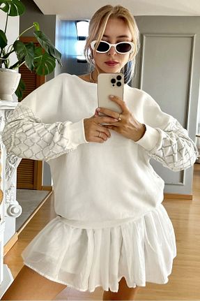سوئیشرت سایز بزرگ سفید زنانه سایز بزرگ RICH GLAM - کد 857948377