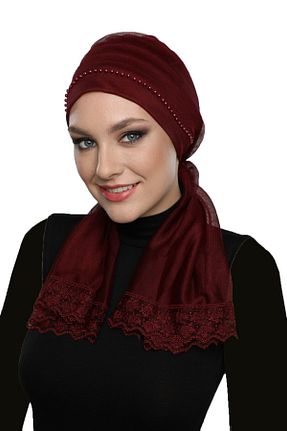 کلاه شنای حجاب زرشکی زنانه fidan bone - کد 100305529