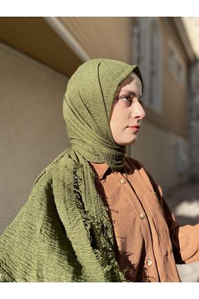 شال خاکی زنانه پنبه ای Hürremist - کد 136205142
