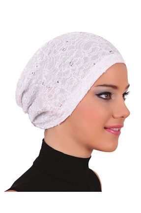 کلاه شنای حجاب سفید زنانه fidan bone - کد 82391840