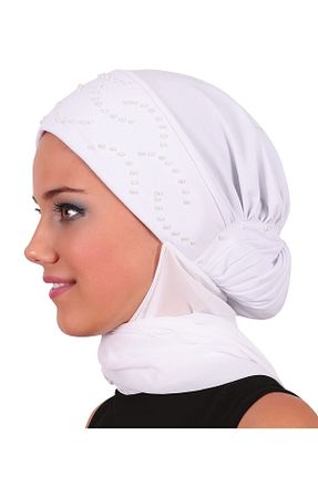 کلاه شنای حجاب سفید زنانه fidan bone - کد 44210882