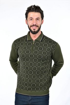 پلیور خاکی مردانه ساده Kamalı - کد 751502125
