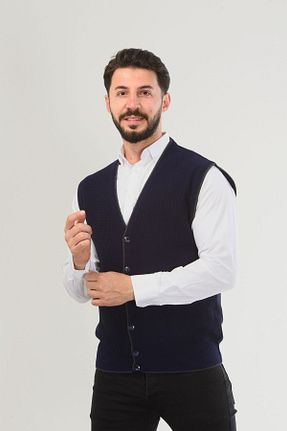 جلیقه سرمه ای مردانه اورسایز Kamalı - کد 831404563