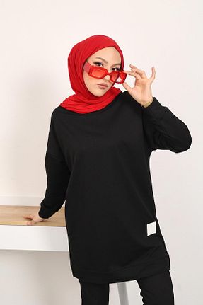 تونیک حجاب مشکی زنانه پنبه ای İmajButik - کد 650702077