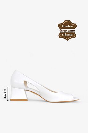 کفش پاشنه بلند کلاسیک سفید زنانه چرم خالص Grasyano - کد 833065372