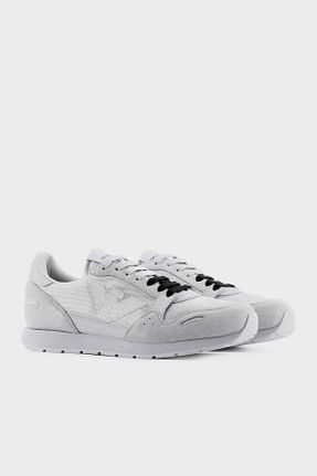 کفش اسنیکر طوسی مردانه بند دار Emporio Armani - کد 812052170