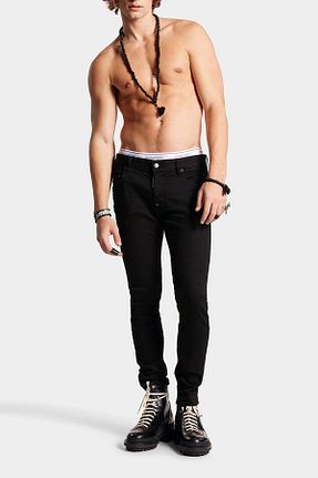 شلوار جین مشکی مردانه پاچه تنگ DSquared2 - کد 736219995